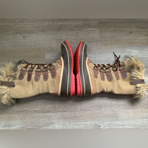 Sorel Joan Of Arctic Boots Eskimo Waterproof Boots Tall Thick Warm Brown Pink 8 - Picture 7 of 14